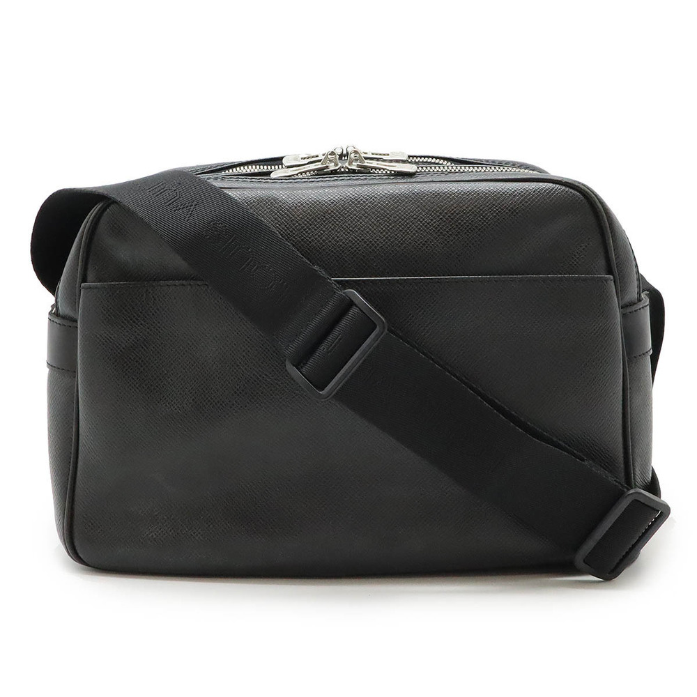 LOUIS VUITTON Taiga Reporter Crossbody Bag Leather Ardoise Black